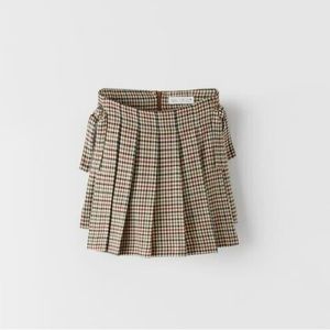 Zara Girls Kids (like-new) Houndstooth Box Pleat Skirt Skort Shorts School